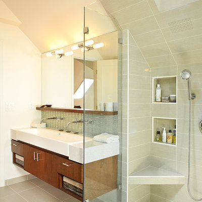 Example of a trendy bathroom design in Atlanta with a vessel sink
