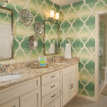 Master Bathroom Bright Wallpaper Design