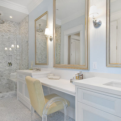Elegant subway tile bathroom photo in San Francisco