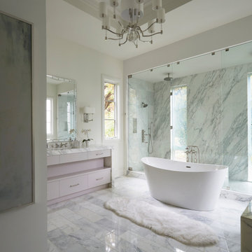 Master Bathroom Clad in Carrara Marble