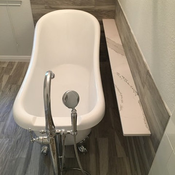 MASTER BATHROOM - Complete Remodel Free Standing Tub / Corner Subway Tile Show