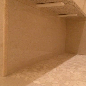 MASTER BATHROOM - Crema Marfil Porcelain 32" x 16" Wall / 32" x 8" Floor