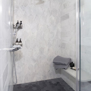 Master Bathroom in Carrara Marble: Shower Enclosure