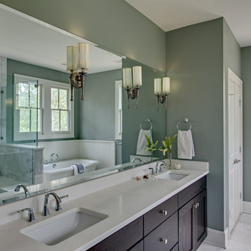 Master Bathroom - Pewter Sconces with Ivory Silk Shades
