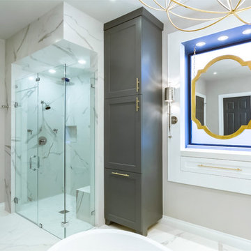 Master Bathroom Renovation | Gold, Gray & Cobalt | Spring Valley | Houston, TX