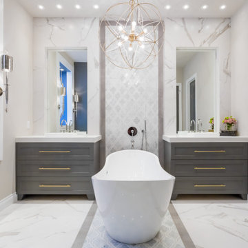 Master Bathroom Renovation | Gold, Gray & Cobalt | Spring Valley | Houston, TX