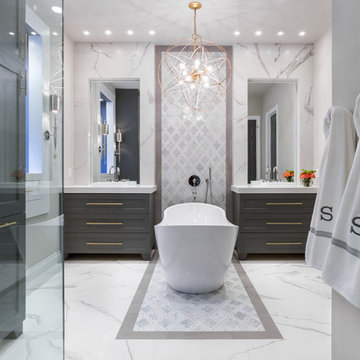 Master Bathroom Renovation | Gold, Gray & Cobalt | Spring Valley | Houston, TX