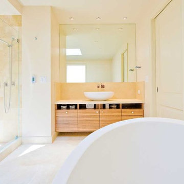 Master Bathroom Retreat with Fine Custom Cabinets and Soaking Tub
