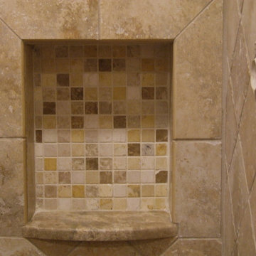 Master bathroom shower niche for shampoos, etc.