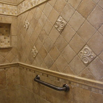 Master Bathroom Shower with niche and grab bar.