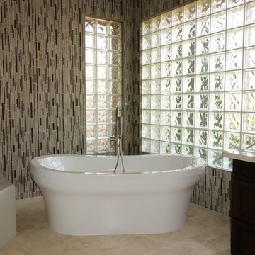 Master Bathroom Tile Flooring by Idola Design Group and Arizona Custom Stone