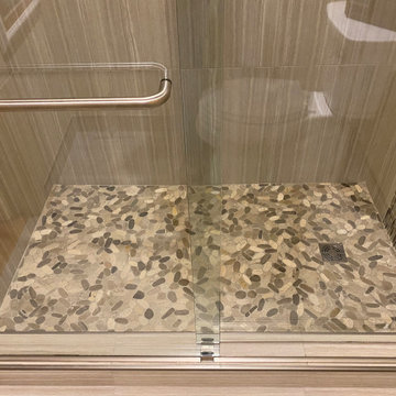 MASTER BATHROOM - Tub-To-Shower 12" x 24" Gray Porcelain Tile Vertically Aligned