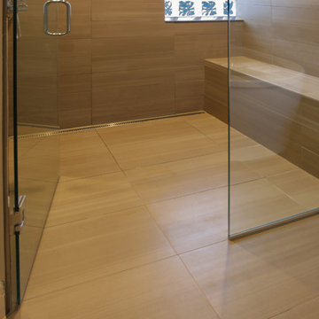 Master Bathroom with Curbless, Barrier-Free Shower and Full European, Frameless