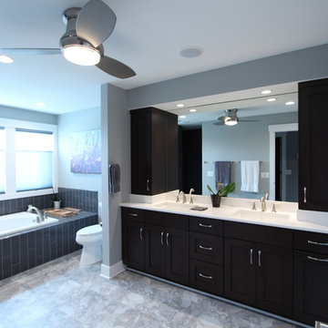 Master Bathroom with Dark Stained Shaker Cabinets