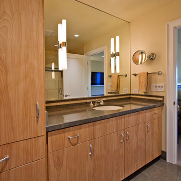 master bathroom with euro-style custom cabinets