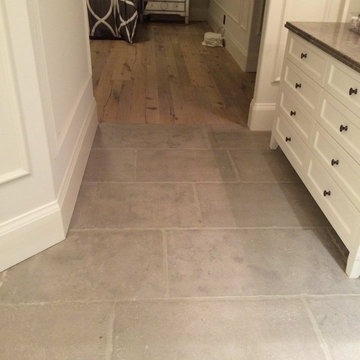 Master Bathroom with Grey Barr Reedition French Limestone Floors