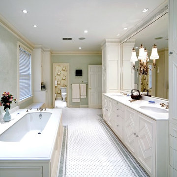 Master bathroom with marble tile