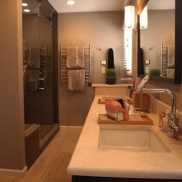Master Bathroom with Towel Warmer & Double Vanity