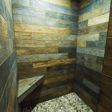 Master bathroom with walk-in tile shower