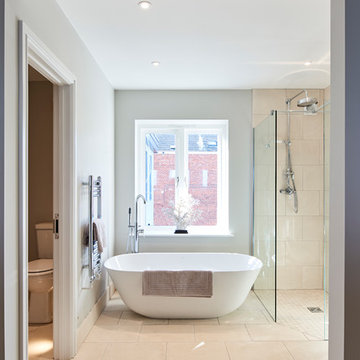 Master bedroom with open plan bath