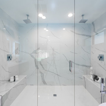 Master Contemporary Bath Double Shower | Wrightwood Residence | Studio City, CA