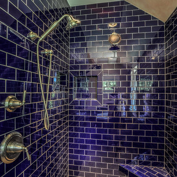 Master Shower with Cobalt Subway Tile
