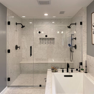 Foton och badrumsinspiration för mycket stora badrum, med porslinskakel -  June 2021 | Houzz SE