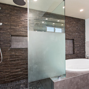 Masterbath with a grand spa wall in Oak Park