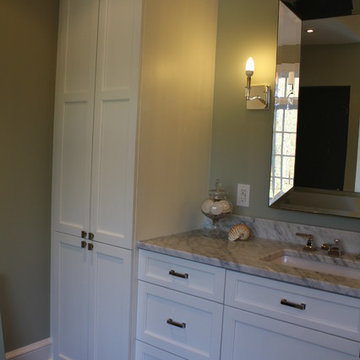 Matching his and her master bath vanities and towers