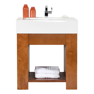Maykke Zenia 31" Contemporary Bathroom Vanity Set in Cinnamon