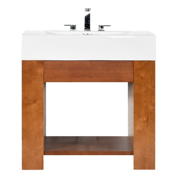 Maykke Zenia 36" Contemporary Bathroom Vanity Set in Cinnamon