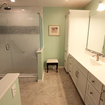 Medallion White Vanity, Cultured Marble Countertop, Tiled Shower ~ Brunswick, OH