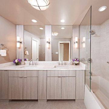 Melamine Gregio Pine Accented Bathroom Remodel