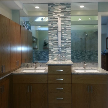 Mid-Century Modern Bathroom with Double Vanity
