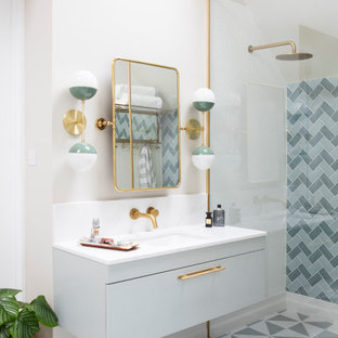 This is an example of a retro bathroom in Sussex.