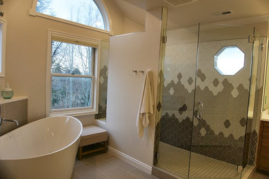 Example of a transitional bathroom design in Denver