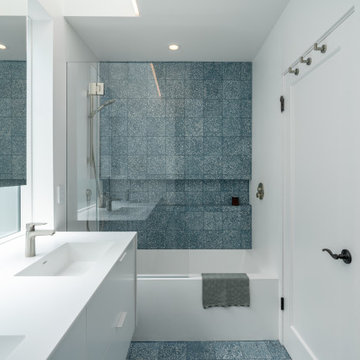 minimalist modern baths in a traditional  sf residence