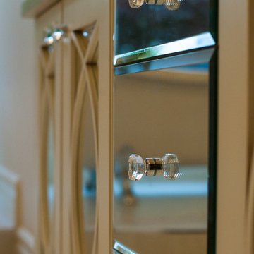 Mirrored Drawers with Crystal Knobs