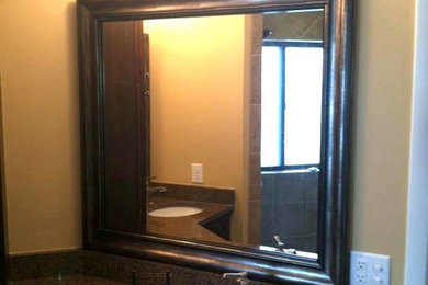 Bathroom - bathroom idea in Miami with a drop-in sink and beige walls