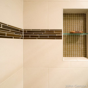 Mission Valley Bathroom Remodel with Dark Accent Tile Liner