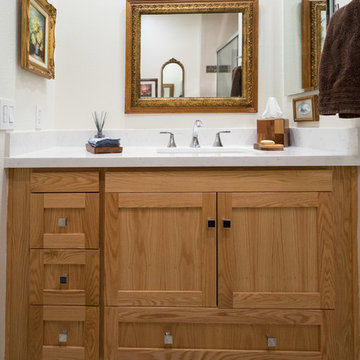 Mission Valley Bathroom Remodel Vanity with Brushed Nickel Fixtures