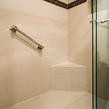 Mission Valley Bathroom Remodel with Shower Grab Bar and Corner Bench Seat