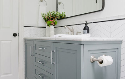 White Paint and Patterned Tile Freshen Up a 5-by-11-Foot Bathroom