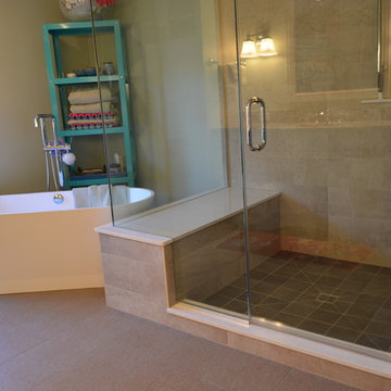 Mixed Traditional and Transitional Elements in this Hinsdale Master Bath