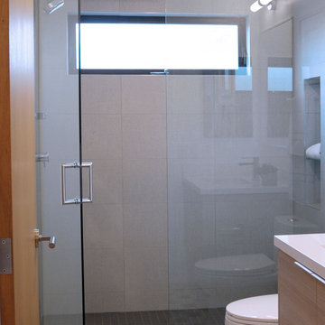 Modern Bath with Encaustic Tile