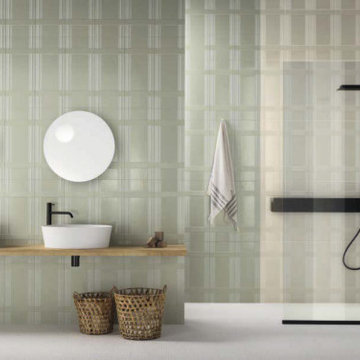 Modern bathroom beige and soft green porcelain wall tile