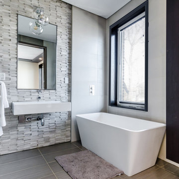 Modern Bathroom Design in Black, White, and Gray
