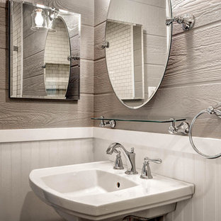 75+ Bäder mit Badewanne in Nische und Sockelwaschbecken Ideen & Bilder