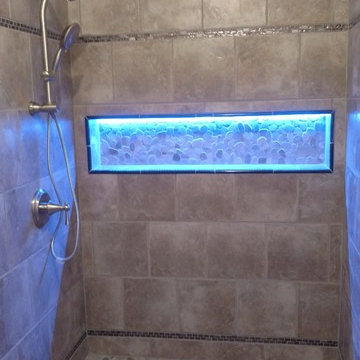 Modern bathroom remodel L.E.D. shower shelf