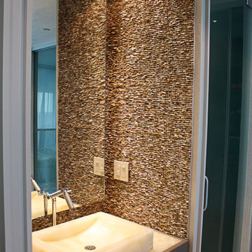 Modern bathroom with shell mosaic